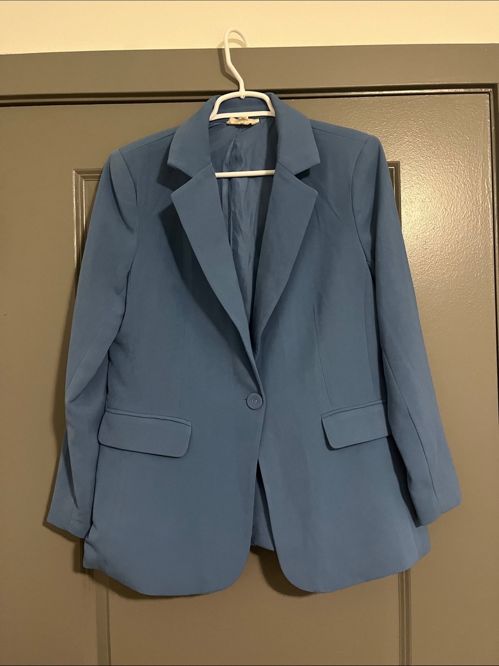 Marled Dusty Blue Single-Button Blazer